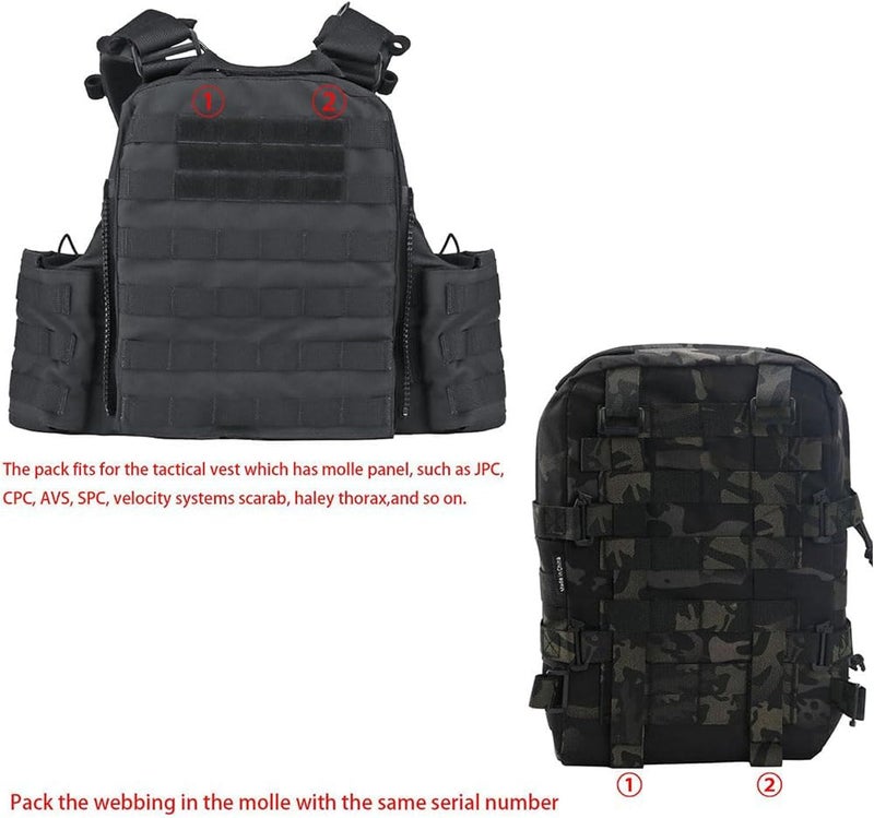 tactifans Tactical Mini Molle Hydration Pack,Molle Hydration Carrier with IFAK Pouch&US Flag&Med Patch,Hydropack for 2L Water Bladder - Image 4